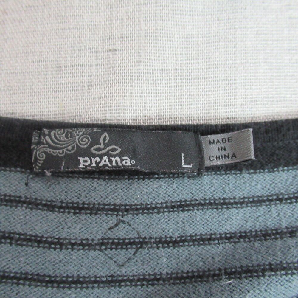 Vintage Prana Sweater Dress Women L Black Gray Striped Long Sleeve Preppy Knit - Picture 2 of 10